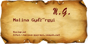 Malina Györgyi névjegykártya