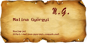 Malina Györgyi névjegykártya